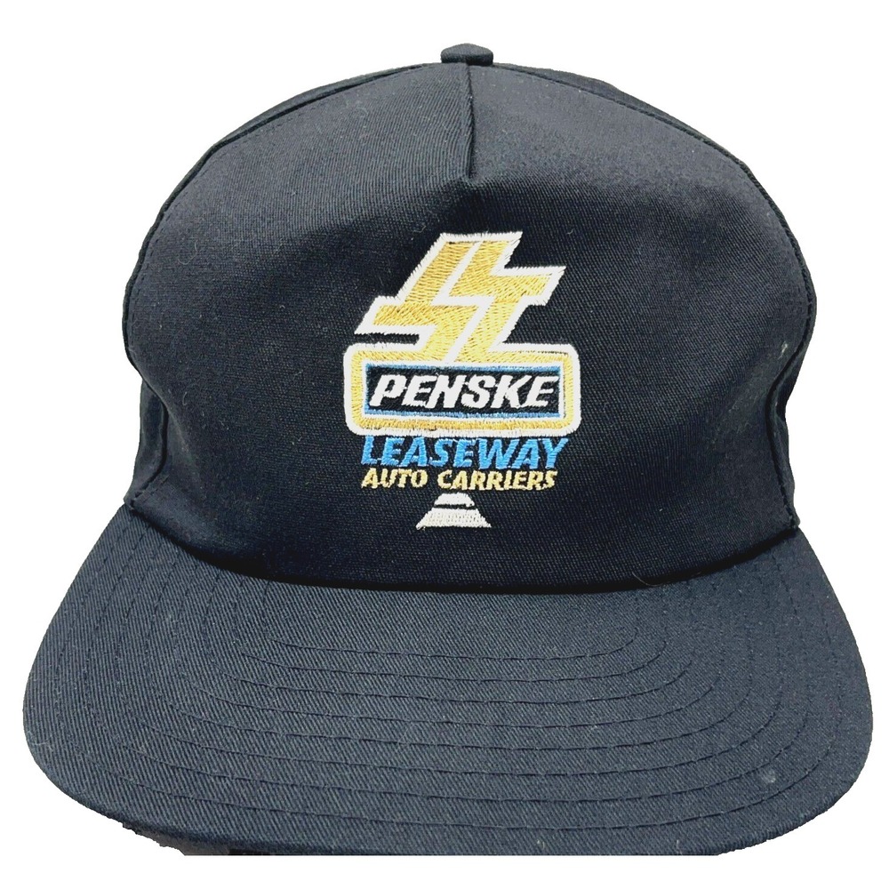 Vintage Penske Trucker Hat Cap SnapBack 80s 90s Trucking Auto Carriers USA Black